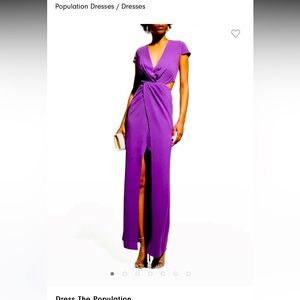 NWT Dress the Population cut out purple dress